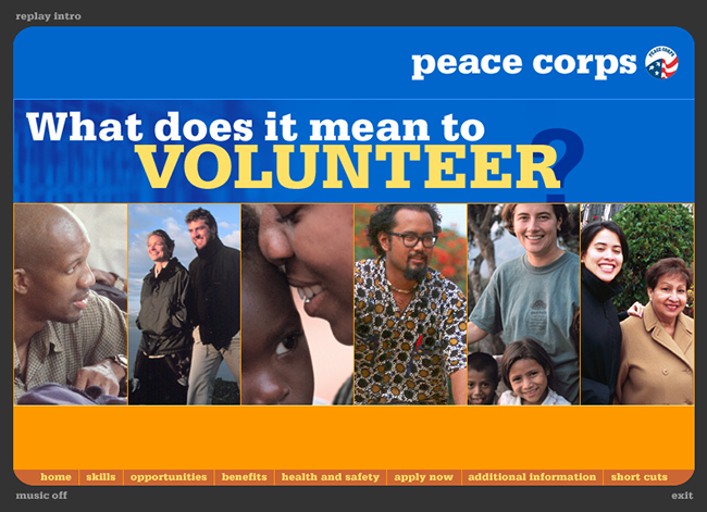 Peace Corps, Peace Corps Recruitment CD-ROM screen 1