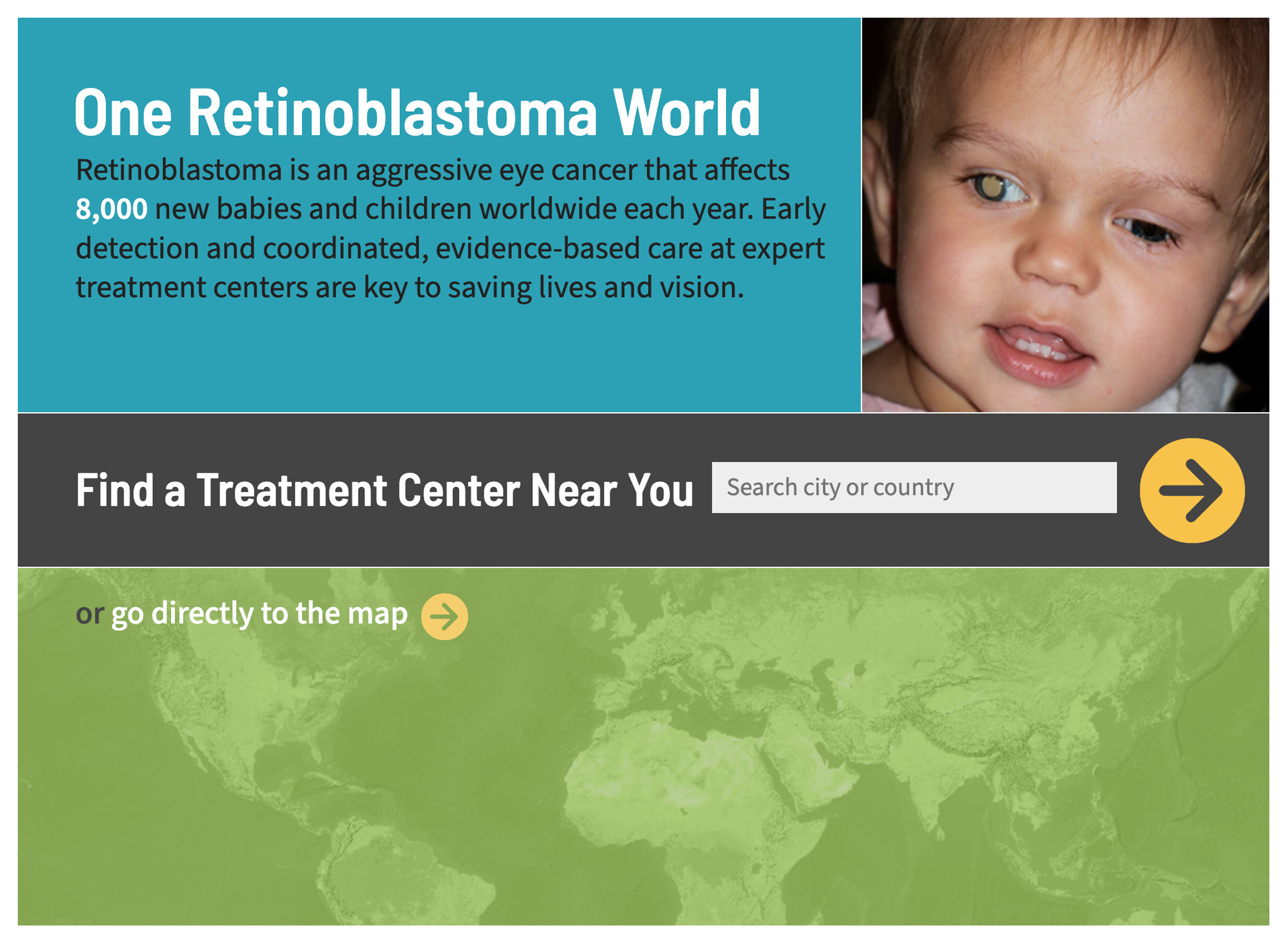 One Retinoblastoma World, One Retinoblastoma World Map Landing Screen