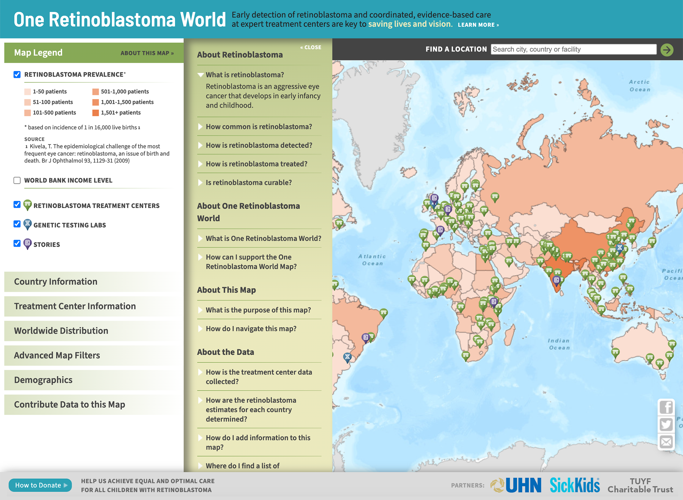 One Retinoblastoma World, One Retinoblastoma World Map Reference Information
