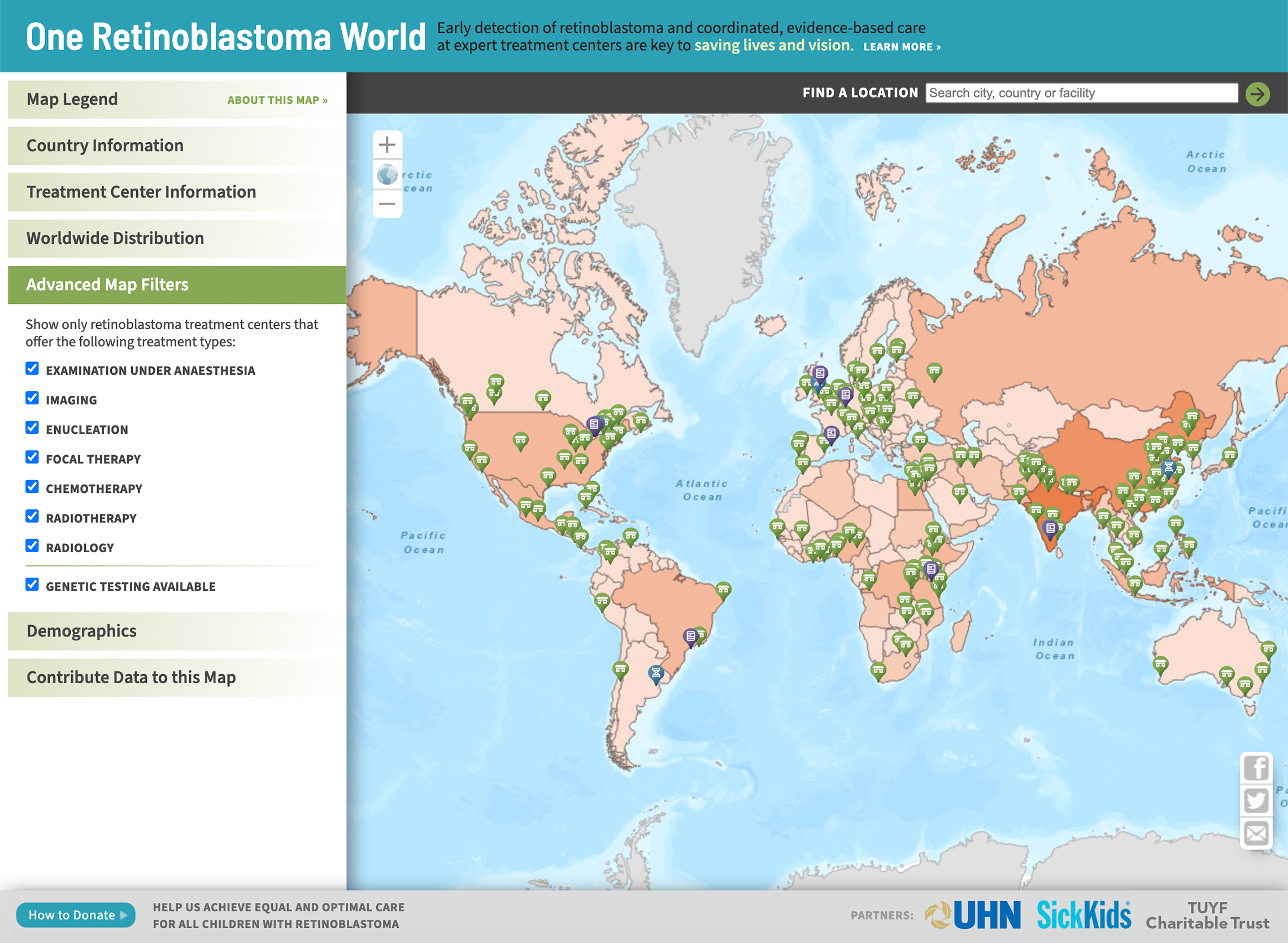 One Retinoblastoma World, One Retinoblastoma World Map Advanced Filters