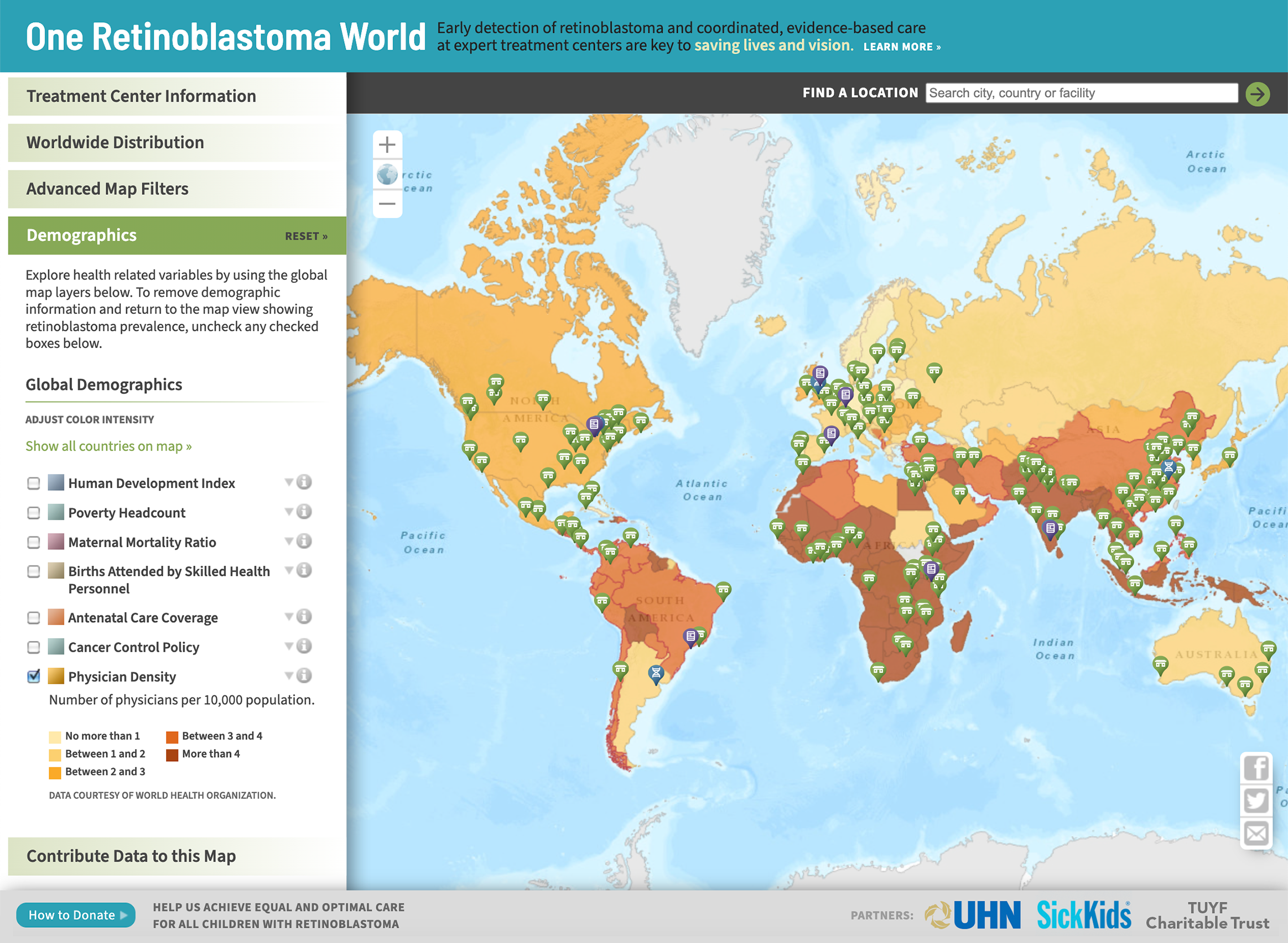 One Retinoblastoma World, One Retinoblastoma World Map Demographic Data
