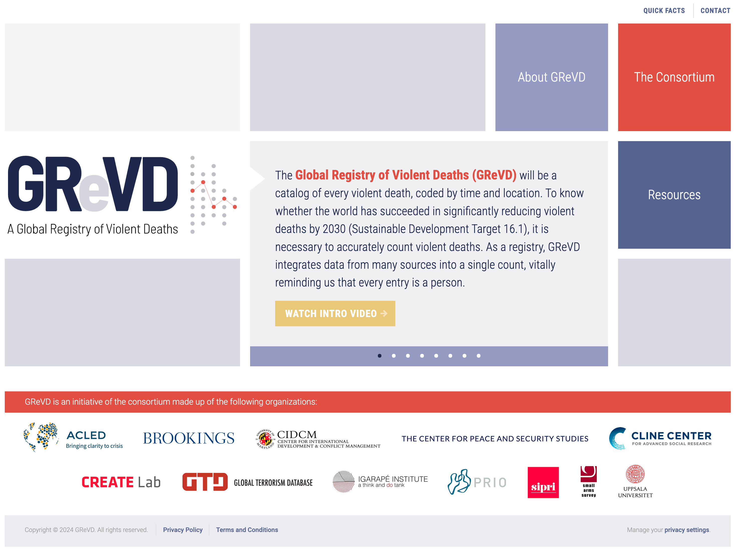 The GReVD Consortium, Home screen
