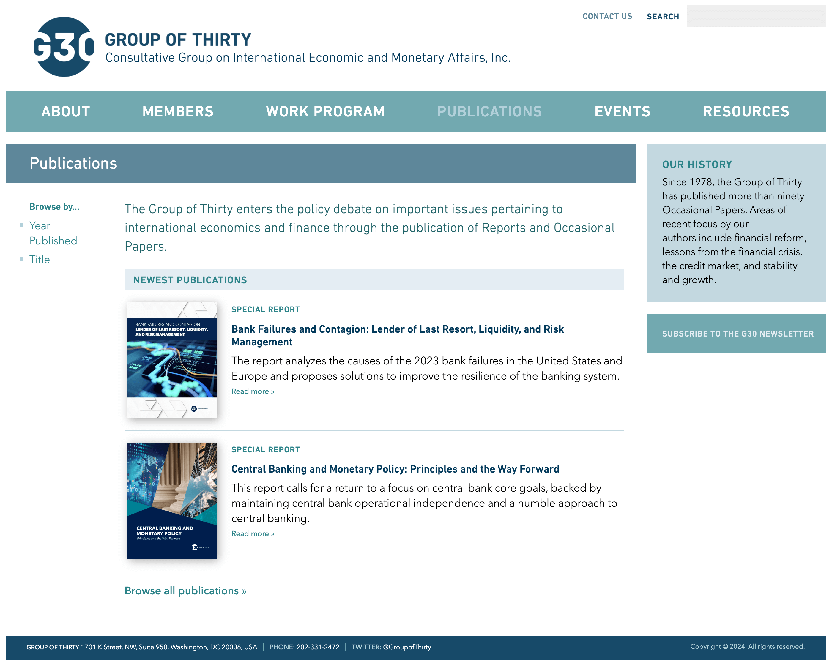 The Group of Thirty, Group of Thirty Publications Screen