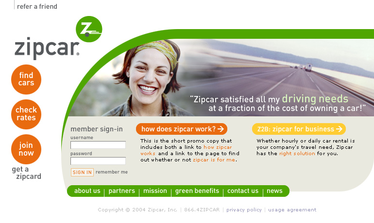 Zipcar, Zipcar Consumer Website